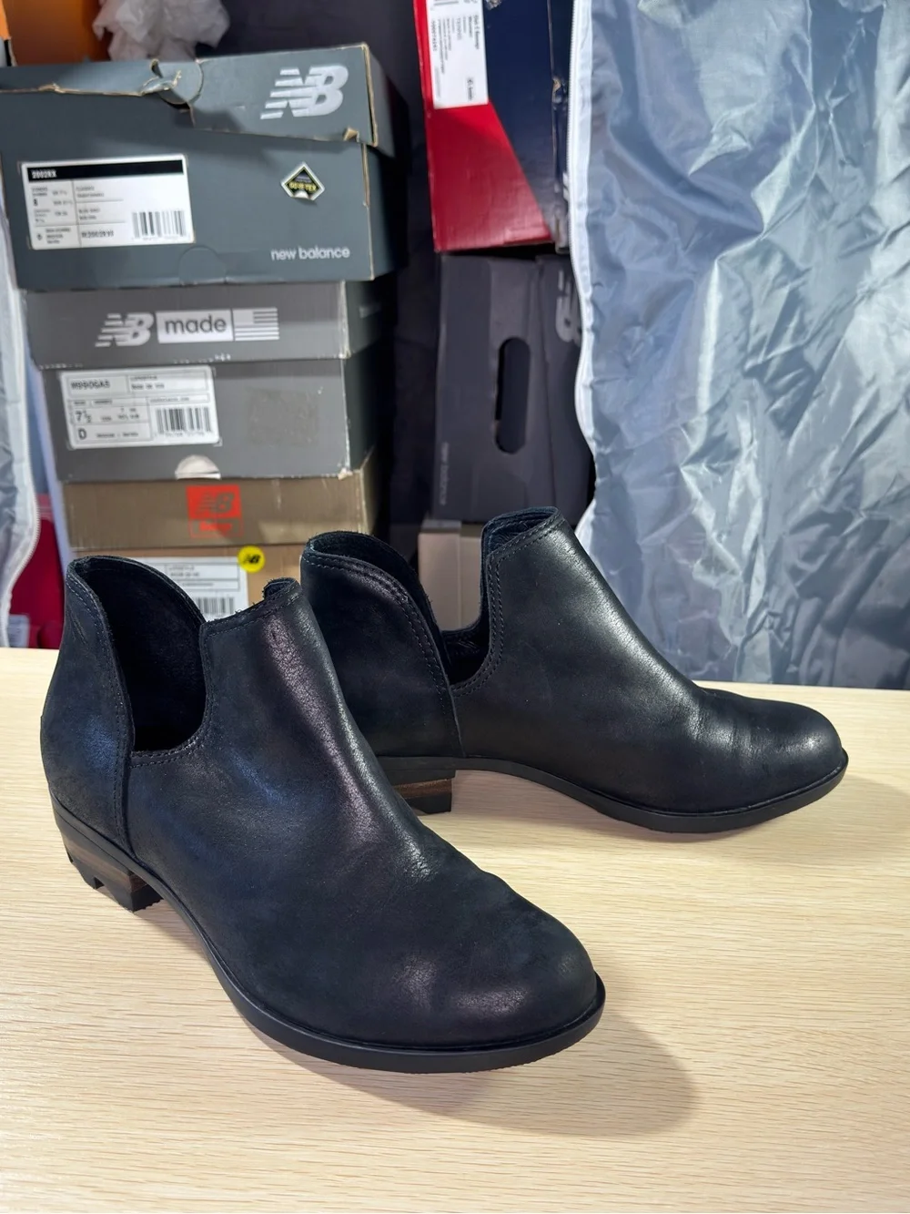 Sorel Black Cutout Leather Ankle Booties